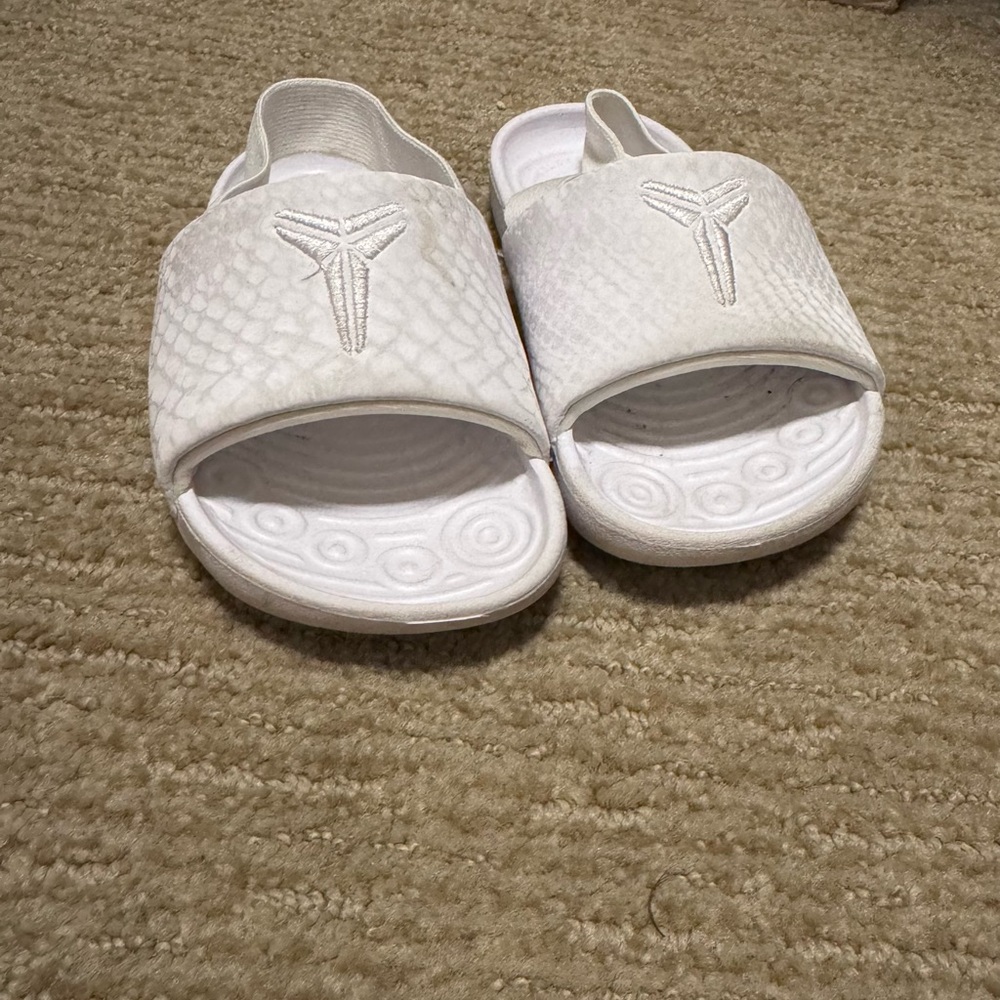 White Kobe Slide Sandals
